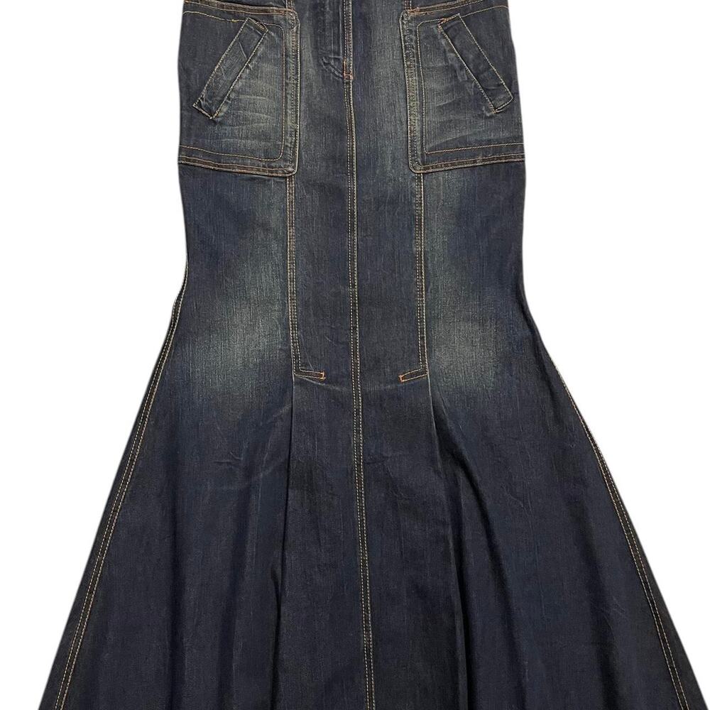 Vintage Y2K Just Cavalli euro grunge sleaze denim mermaid maxi skirt Size 42 - Picture 5 of 8
